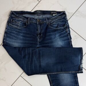 Silver Grayson Men’s Jeans High Rise Dark Blue Denim 36x30